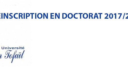 RÉINSCRIPTION EN DOCTORAT 2017/2018