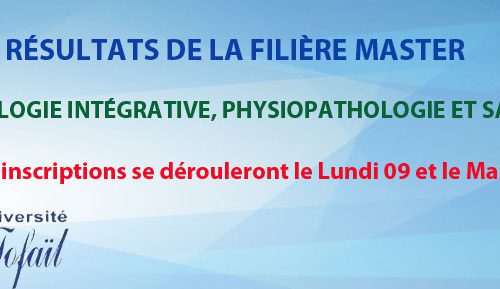 RÉSULTATS DU CONCOURS : MASTER DE BIOLOGIE INTÉGRATIVE, PHYSIOPATHOLOGIE ET SANTÉ