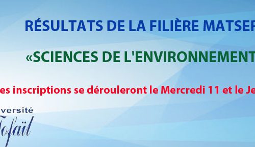RÉSULTATS DU CONCOURS : MASTER DE SCIENCES DE L’ENVIRONNEMENT