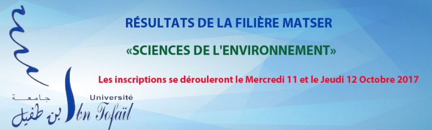 RÉSULTATS DU CONCOURS : MASTER DE SCIENCES DE L’ENVIRONNEMENT