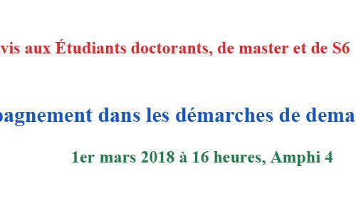 Avis aux Étudiants doctorants, de master et de S6
