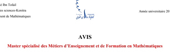 Avis aux étudiants inscrits au Master MEF-Maths au titre de l’année universitaire 2019-2020 : Début des cours
