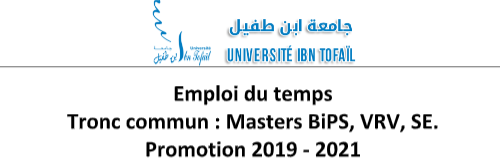 Emploi du temps  Tronc commun : Masters BiPS, VRV, SE