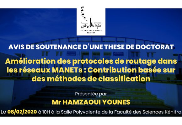 AVIS DE SOUTENANCE D’UNE THESE DE DOCTORAT(Mr EL MAHJOUBI AHMED)
