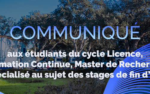 Communiqué au sujet des stages de fin d’étude