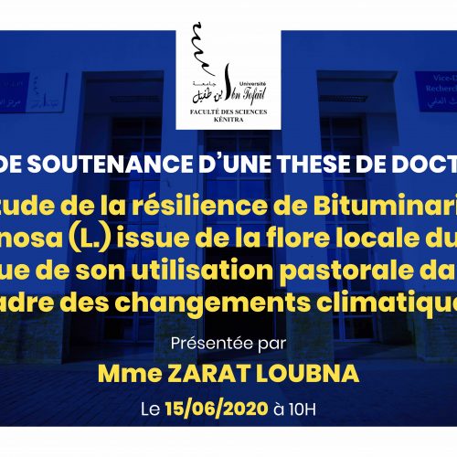Avis de soutenance d’une thèse de doctorat (Mme ZARAT LOUBNA)