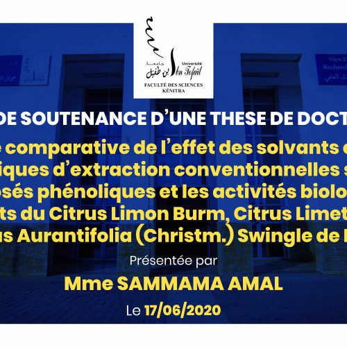 Avis de soutenance d’une thèse de doctorat (Mme SAMMAMA AMAL)