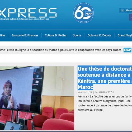 MAP Express – Une thèse de doctorat soutenue à distance à Kénitra, une première au Maroc