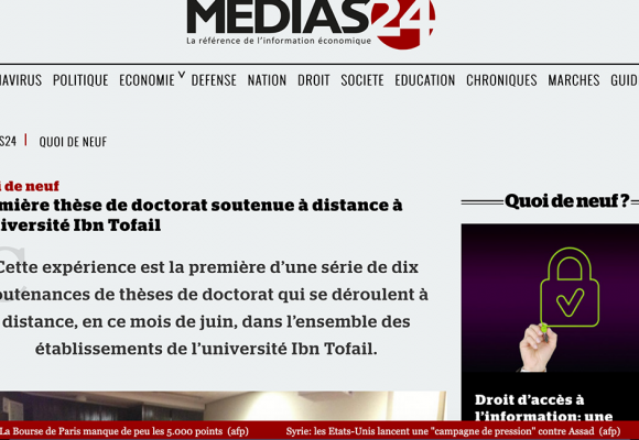 Medias24 – Première thèse de doctorat soutenue à distance à l’université Ibn Tofail