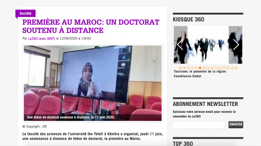 le360 – Première au Maroc: un doctorat soutenu à distance