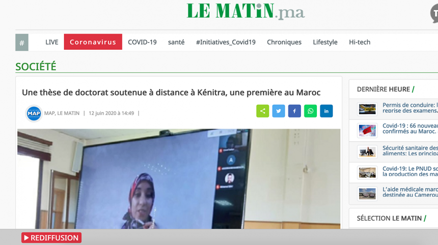 Le Matin – Une thèse de doctorat soutenue à distance à Kénitra, une première au Maroc