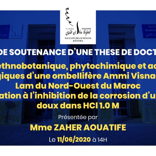 Avis de soutenance d’une thèse de doctorat (Mme ZAHER AOUATIFE)