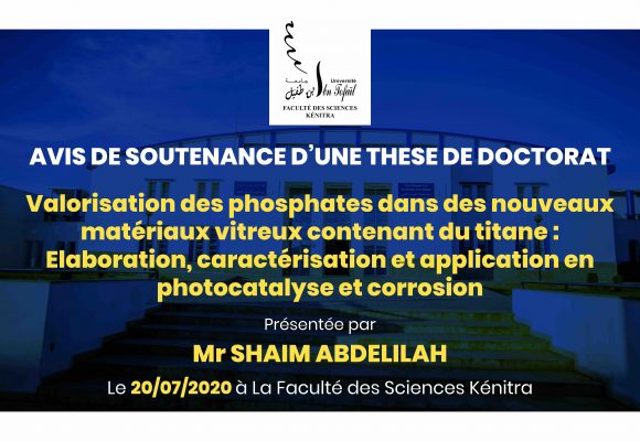 Avis de soutenance d’une habilitation universitaire (Mr SHAIM ABDELILAH)