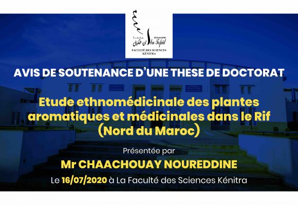 Avis de soutenance d’une thèse de doctorat (Mr CHAACHOUAY NOUREDDINE)