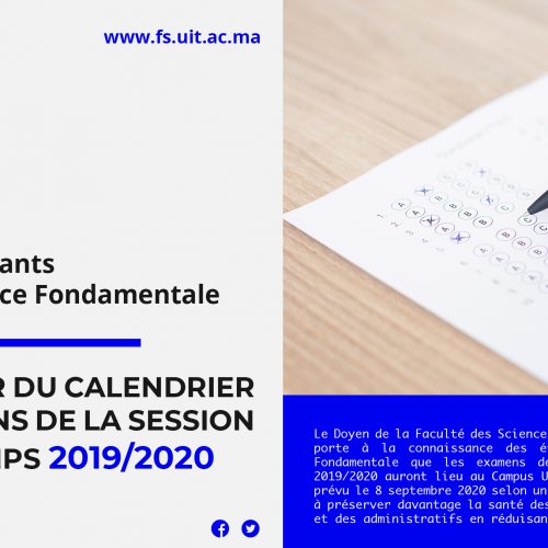 Mise à jour du calendrier des examens de la session de printemps 2019/2020