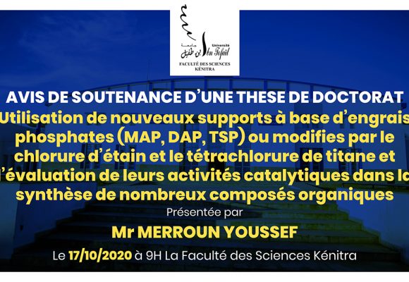 Avis de soutenance d’une thèse de doctorat (Mr MERROUN YOUSSEF)