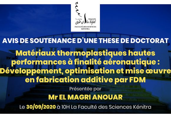 Avis de soutenance d’une thèse de doctorat (Mr EL MAGRI ANOUAR)