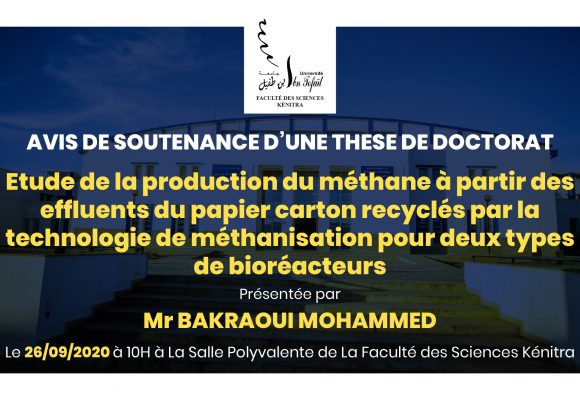 Avis de soutenance d’une thèse de doctorat (Mr BAKRAOUI MOHAMMED)