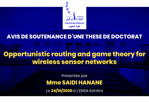 Avis de soutenance d’une thèse de doctorat (Mme SAIDI HANANE)