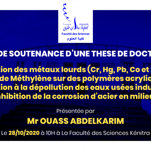 Avis de soutenance d’une thèse de doctorat (Mr OUASS ABDELKARIM)