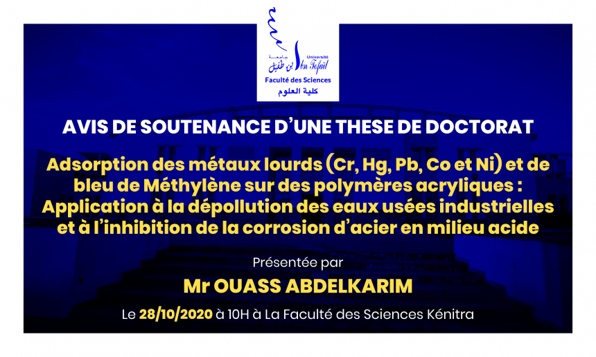 Avis de soutenance d’une thèse de doctorat (Mr OUASS ABDELKARIM)