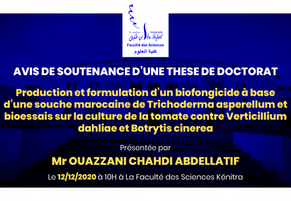 Avis de soutenance d’une thèse de doctorat (Mr OUAZZANI CHAHDI ABDELLATIF)