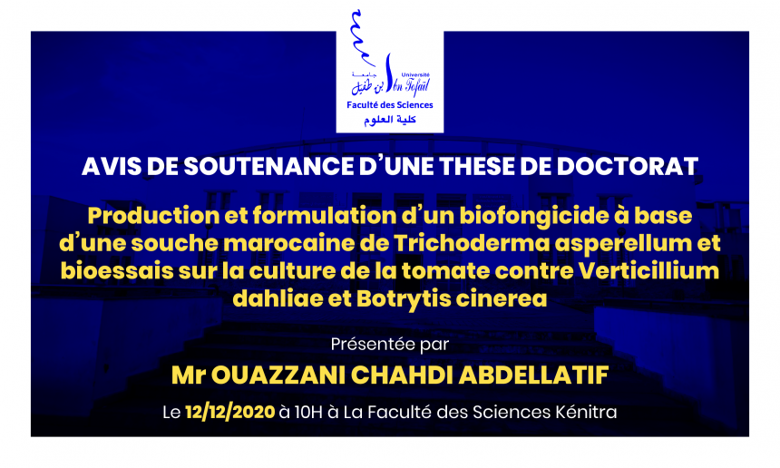 Avis de soutenance d’une thèse de doctorat (Mr OUAZZANI CHAHDI ABDELLATIF)