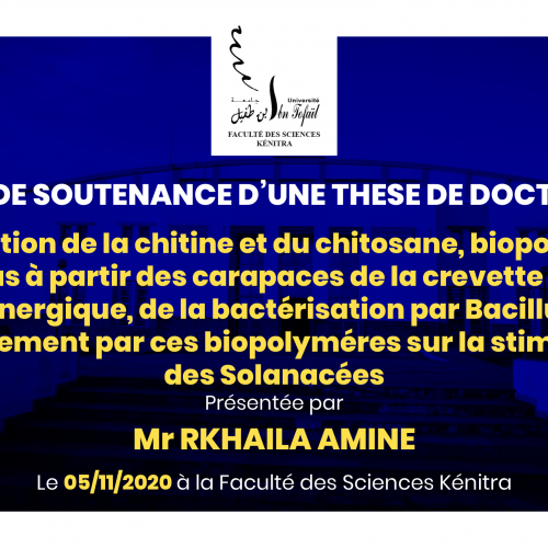 Avis de soutenance d’une thèse de doctorat (Mr RKHAILA AMINE)