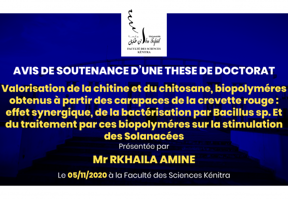 Avis de soutenance d’une thèse de doctorat (Mr RKHAILA AMINE)
