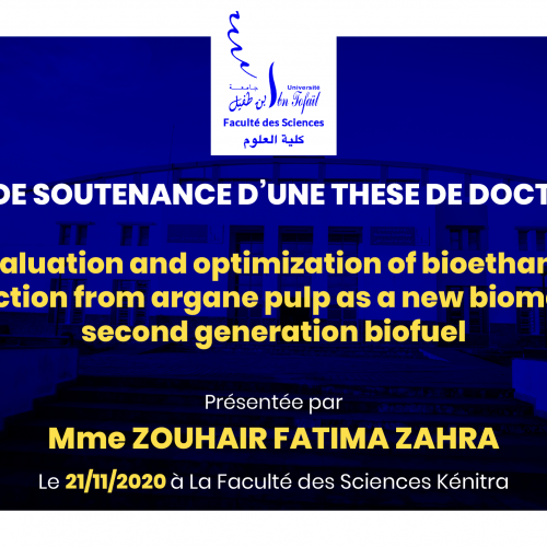 Avis de soutenance d’une thèse de doctorat (Mme ZOUHAIR FATIMA ZAHRA)