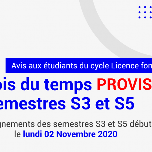 Avis aux étudiants du cycle Licence fondamentale des semestres S3 et S5