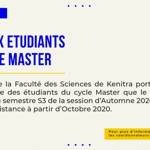 AVIS AUX ETUDIANTS DU CYCLE  MASTER