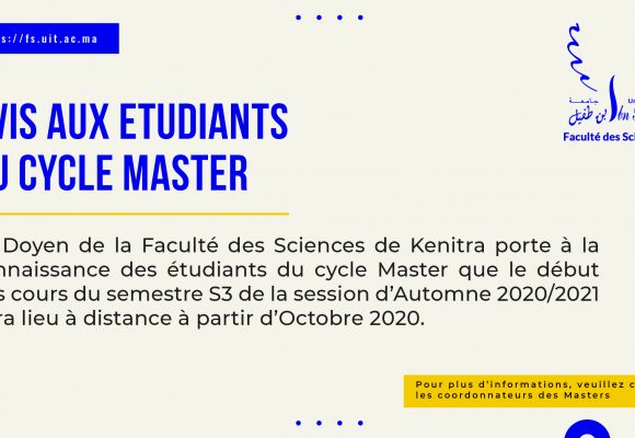 AVIS AUX ETUDIANTS DU CYCLE  MASTER
