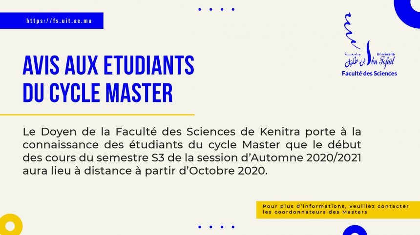 AVIS AUX ETUDIANTS DU CYCLE  MASTER