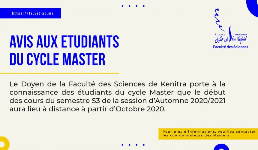 AVIS AUX ETUDIANTS DU CYCLE  MASTER