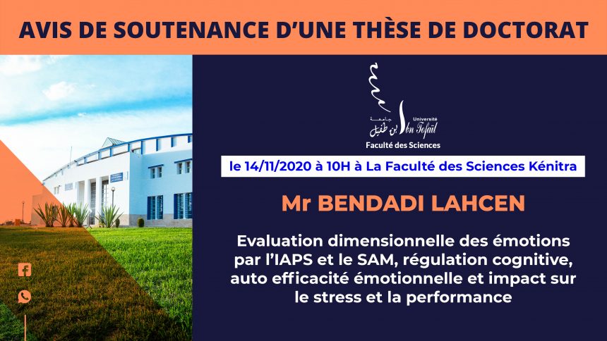 Avis de soutenance d’une thèse de doctorat (Mr BENDADI LAHCEN)