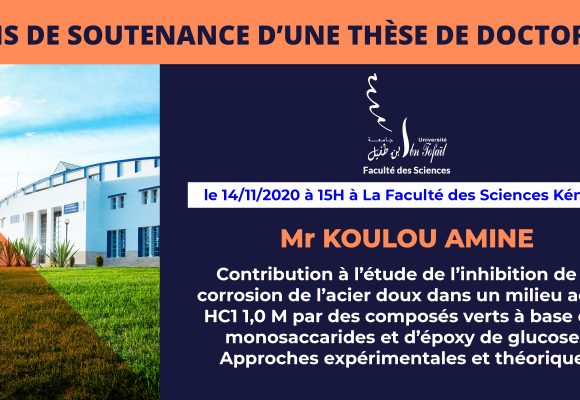 Avis de soutenance d’une thèse de doctorat (Mr KOULOU AMINE)