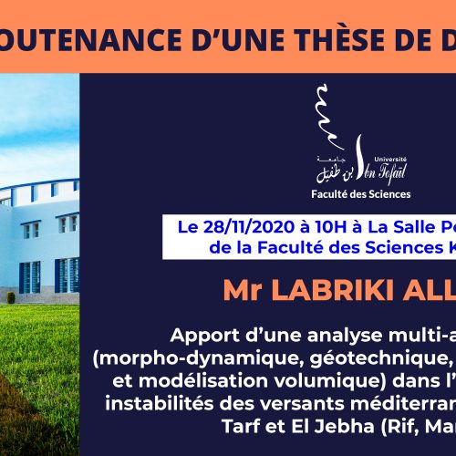 Avis de soutenance d’une thèse de doctorat (Mr LABRIKI ALLAL)