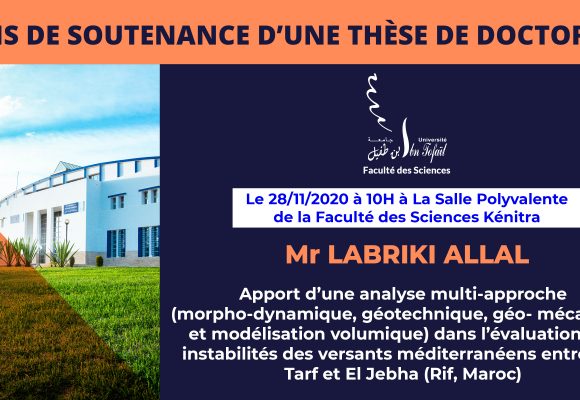 Avis de soutenance d’une thèse de doctorat (Mr LABRIKI ALLAL)
