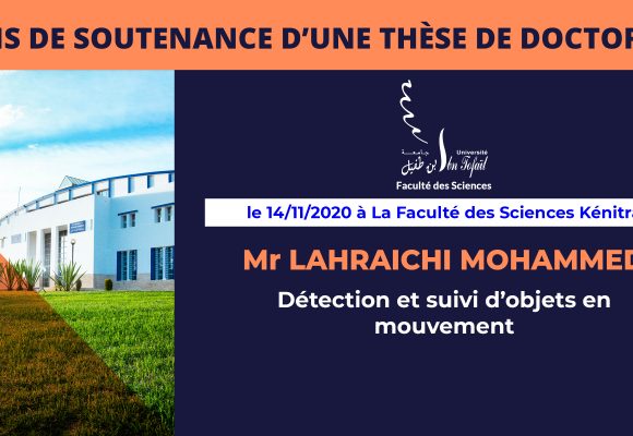 Avis de soutenance d’une thèse de doctorat (Mr LAHRAICHI MOHAMMED)