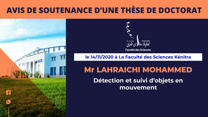 Avis de soutenance d’une thèse de doctorat (Mr LAHRAICHI MOHAMMED)