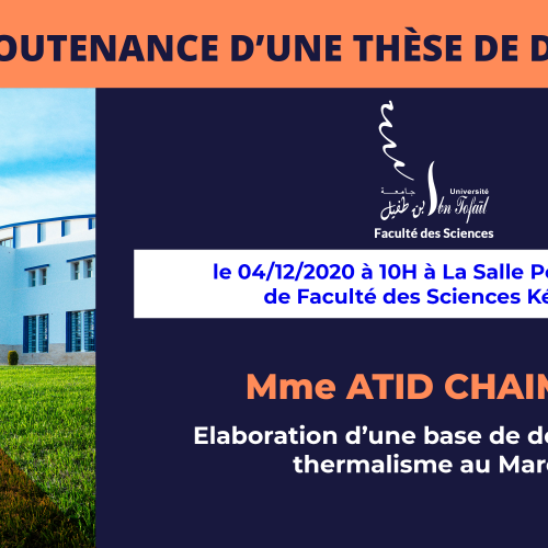 Avis de soutenance d’une thèse de doctorat (Mme ATID CHAIMAA)