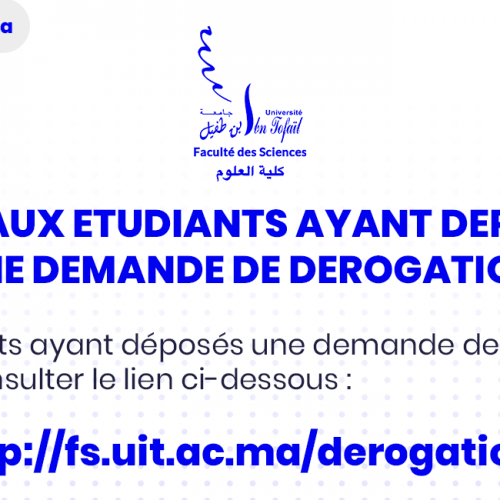 Avis aux étudiants ayant déposés une demande de dérogation