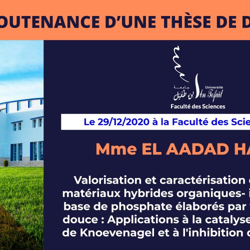 Avis de soutenance d’une thèse de doctorat (Mme EL AADAD HALIMA)