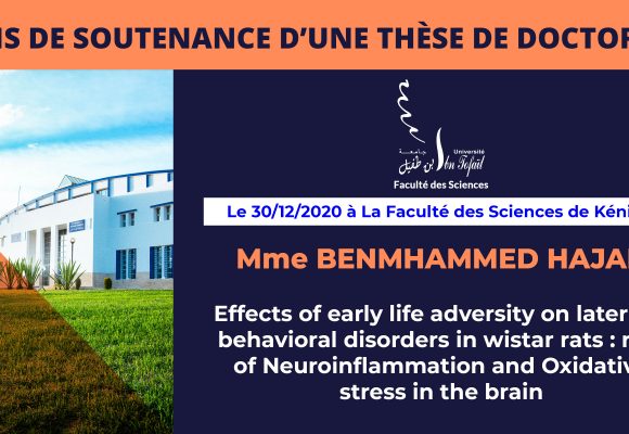 Avis de soutenance d’une thèse de doctorat (Mme BENMHAMMED HAJAR)