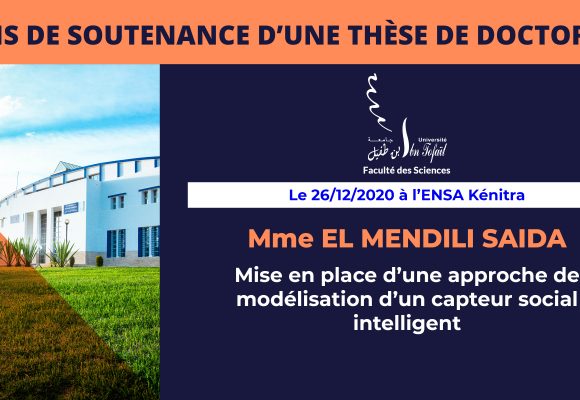 Avis de soutenance d’une thèse de doctorat (Mme EL MENDILI SAIDA)