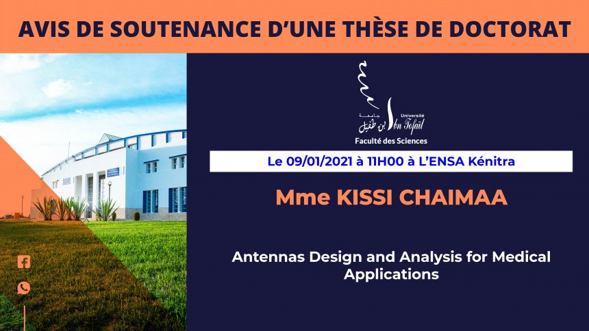 Avis de soutenance d’une thèse de doctorat (Mme KISSI CHAIMAA)