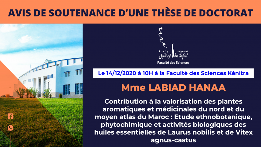 Avis de soutenance d’une thèse de doctorat (Mme LABIAD HANAA)