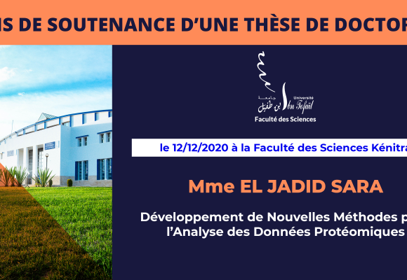 Avis de soutenance d’une thèse de doctorat (Mme EL JADID SARA)
