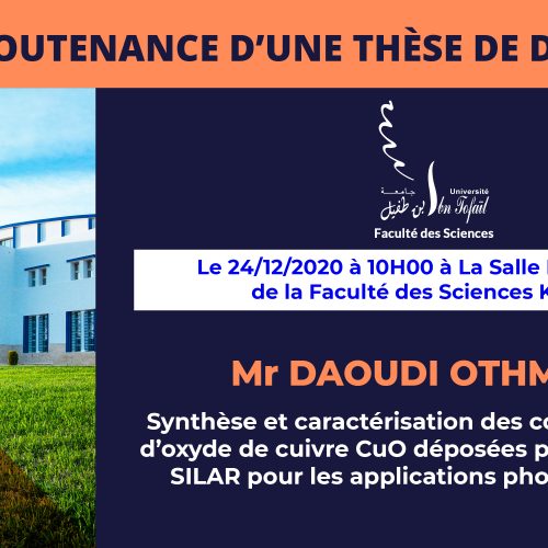 Avis de soutenance d’une thèse de doctorat (Mr DAOUDI OTHMANE)